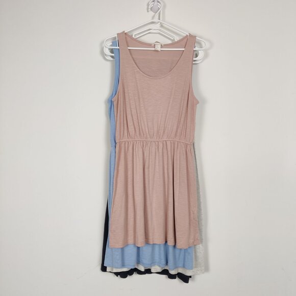 H&M Women's Set of 4 Dresses Size Medium Pink Gray Blue Navy Cotton Comfy Lounge - Picture 1 of 13